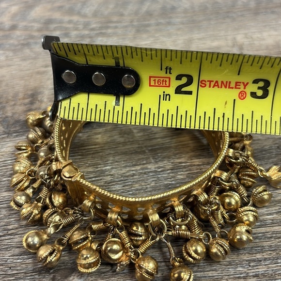 80’s Indian Bell Kashmiri Hinged Cuff Bracelet - Picture 7 of 8
